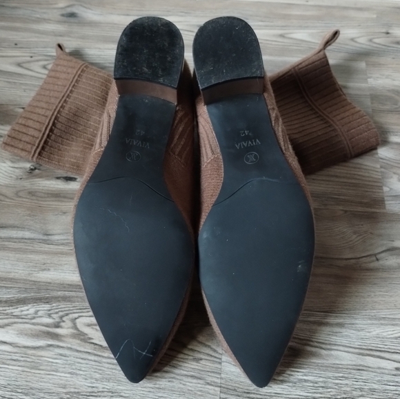 Vivaia Yedda Pointed-Toe Stripe Heeled Boots Tan Russet Brown Size 42 US 10 - Picture 5 of 7